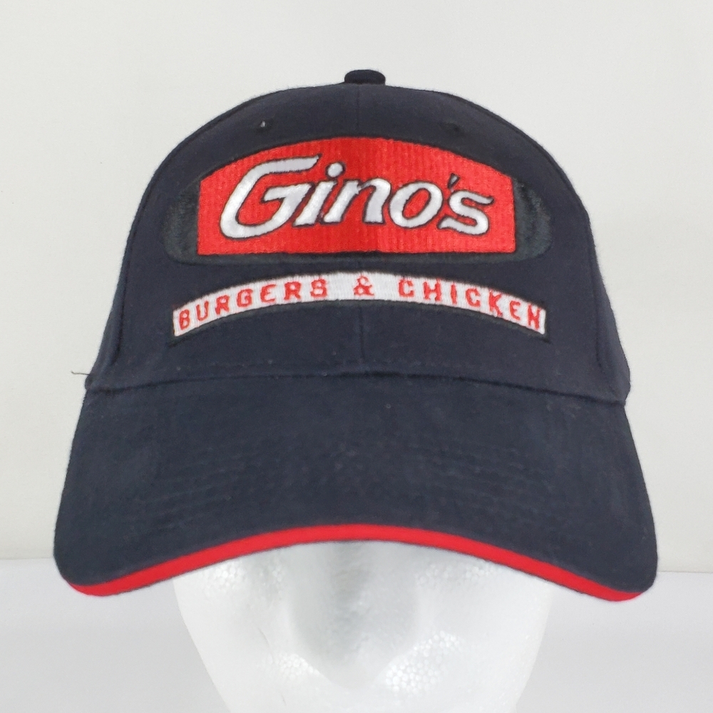 Gino's Burgers and Chicken Hat Black Embroidered Logo Adult Strapback Curve Bill